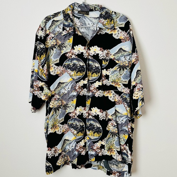 MONZINI RAYON ISLAND ALOHA HAWAIIAN button down shirt - Picture 4 of 6